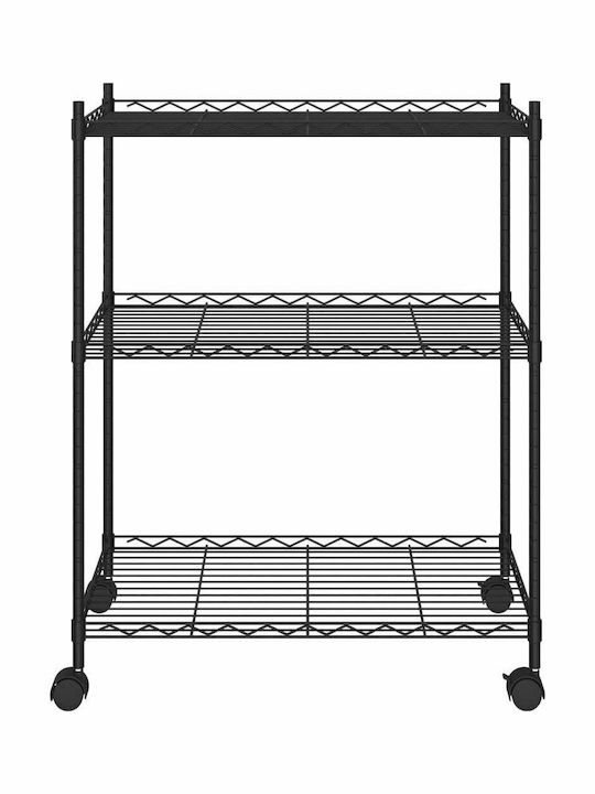 vidaXL Metallisches Küchenwagen Mit 3 Ebenen Schwarz 60x35x81cm