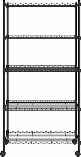 vidaXL Metallisches Küchenwagen Mit 5 Ebenen Schwarz 75x35x155cm