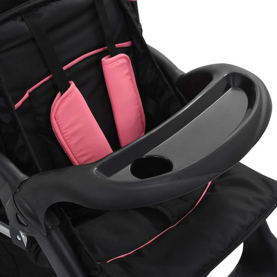 vidaXL Double Stroller Suitable from 6+ Months Pink & Black