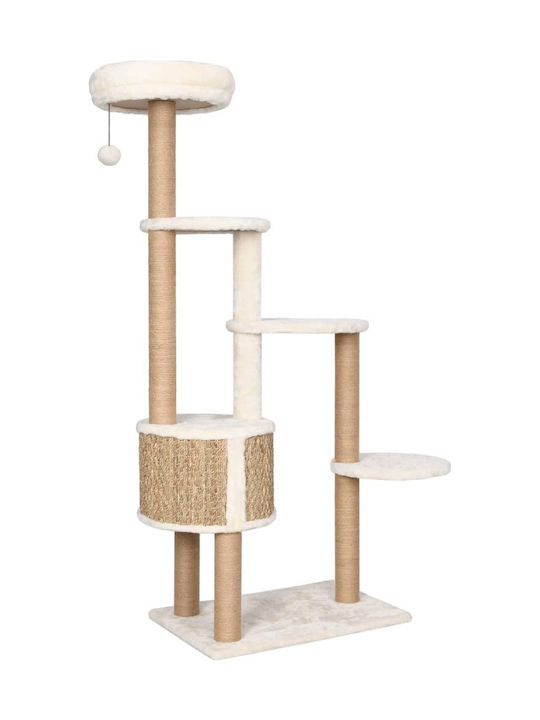 vidaXL Cat Scratching Post Cat Tree Γατόδεντρο με Μαξιλάρι Πολυτελείας και Στύλο Ξυσίματος In Beige Colour 60x40x148 cm 170978