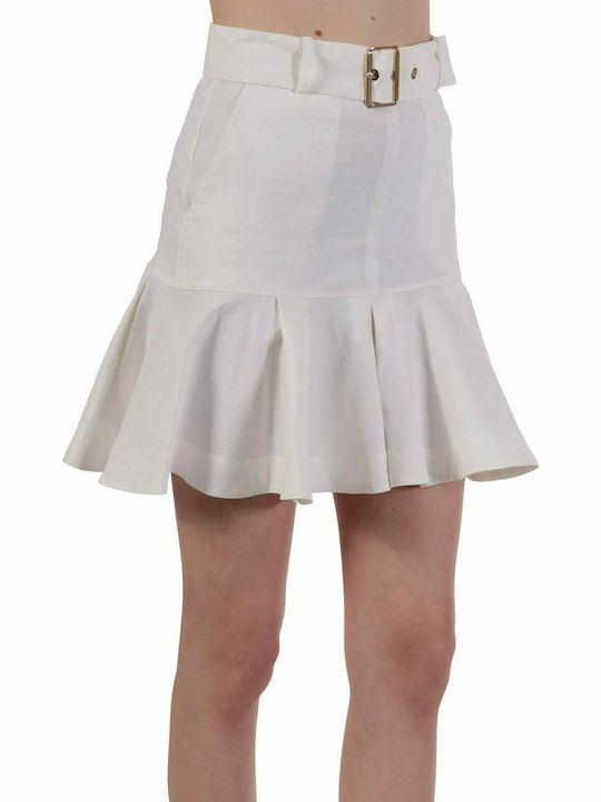 PINKO SKIRT TENERO GONNA TELA DE LINO /VISCOSA CLOUD BELT BOLAN FINISH WHITE