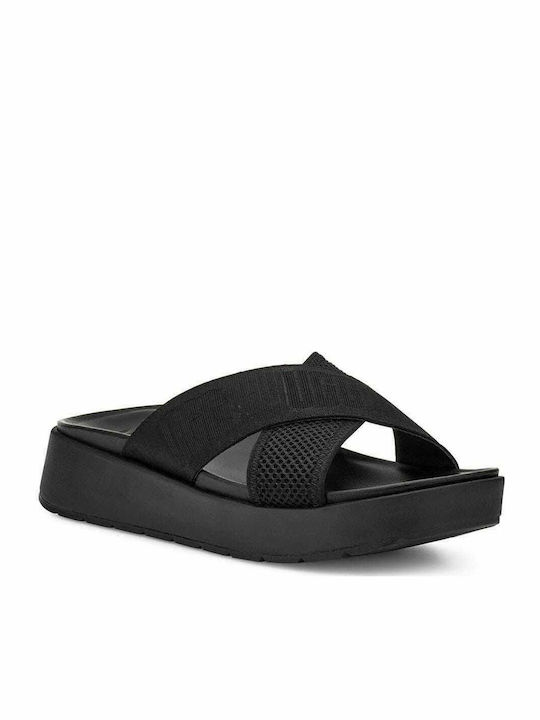 Ugg Australia Emily Mesh 1119491 Leather Women's Flat Sandals In Black Colour