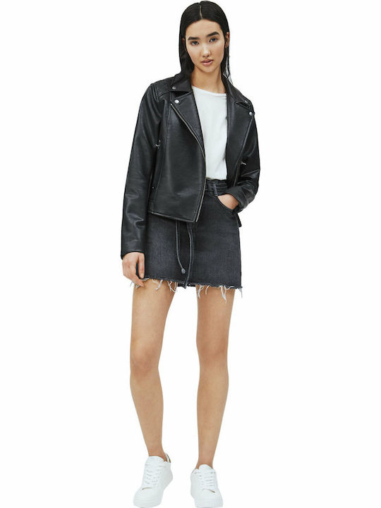 Rachel Denim High-waisted Mini Skirt Black