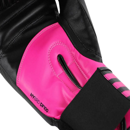adidas Hybrid Boxing Gloves made of Synthetic Leather for Match Black