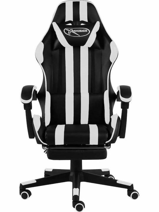vidaXL Racing Artificial Leather Gaming Chair with Footrest Black/White Stripes