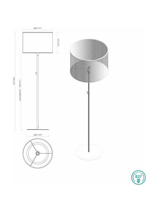 Faro Barcelona Mambo Floor Lamp H154xW45cm. with Socket for Bulb E27 Black