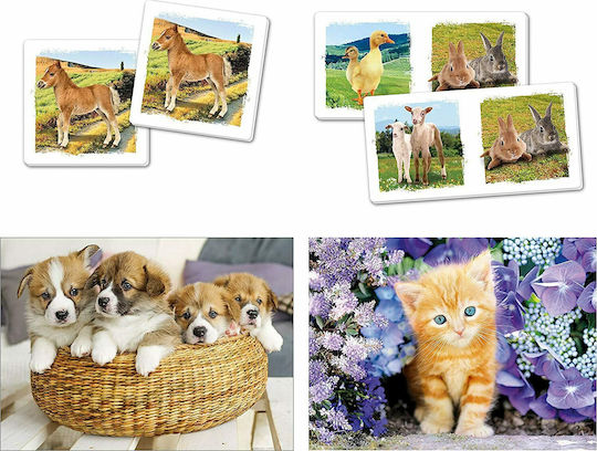Board Game 4 in 1 2xPuzzle, Domino &Memo Animals for 1 Player 4+ Years Old Clementoni