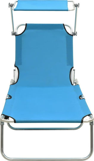 vidaXL Foldable Steel Beach Sunbed Light Blue with Shader 189x58x27cm