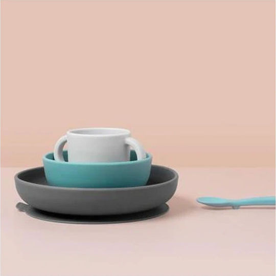 Ekobo Feeding Set Lagoon made of Silicone with Non-Slip Base Multicolour 4pcs