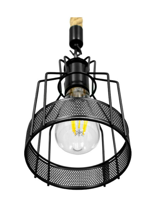 GloboStar Mason Pendant Light Black with Rope for Socket E27 25x15x24cm