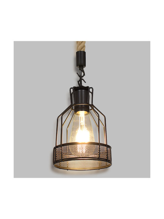 GloboStar Mason Pendant Light Black with Rope for Socket E27 25x15x24cm