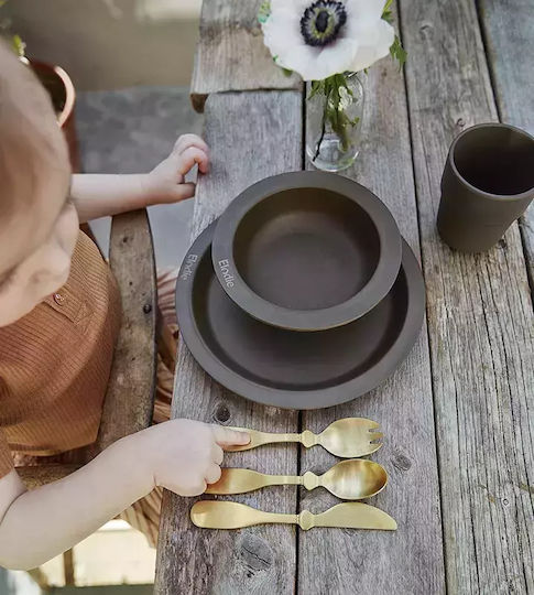 Elodie Details Set De Linguri Pentru Bebeluşi Şi Tacâmuri Pentru Copii Din Metal Auriu 3 Bucăţi
