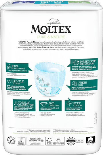 Moltex Памперси Гащи Pure + Nature Maxi Pants Номер 4 За 7-12кг 22 Брой
