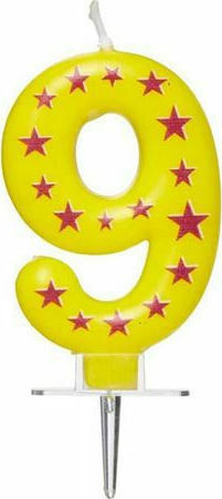 Procos Birthday Candle Number "9" in Yellow Color 89172