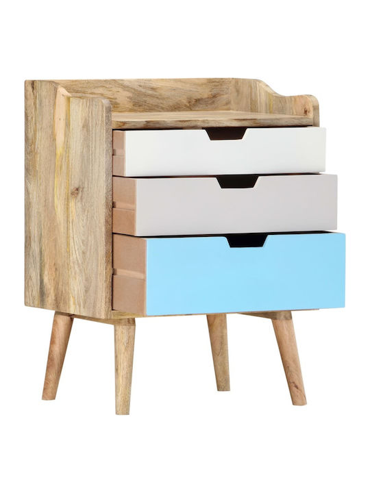 Bedside Table Solid Wood Beige 47x35x63cm