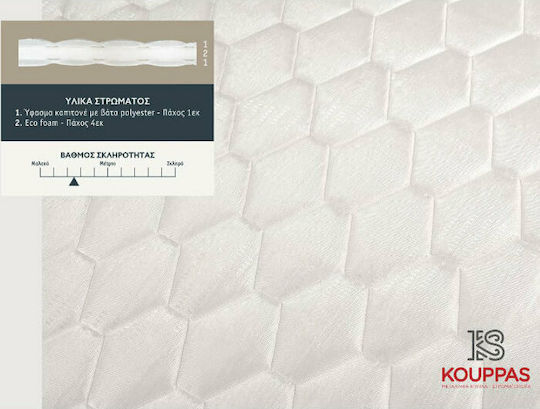 KS Kouppas Semi Double Foam Mattress Topper Complete 120x190x6cm