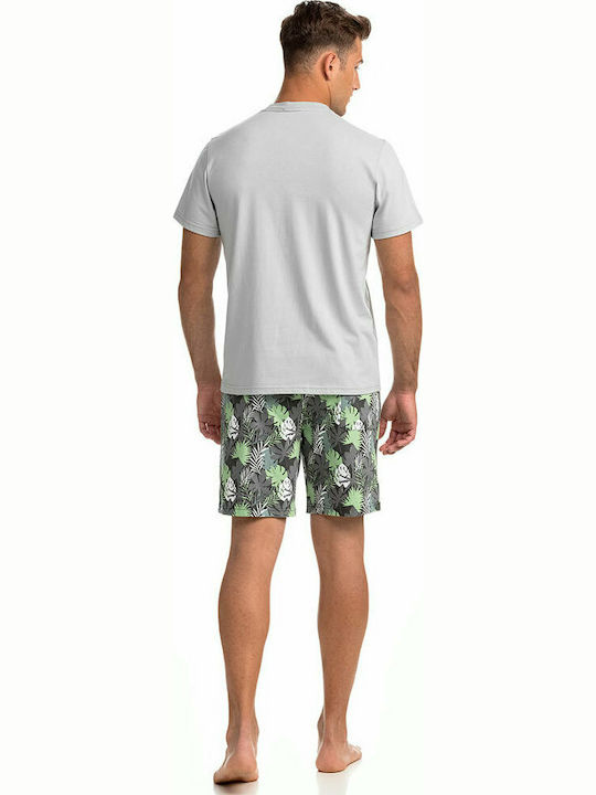 Vamp Men's Summer Cotton Pajamas Set Gray