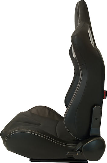 Carner RS Car Seat Set Bucket Καθίσματα Bucket από Δερματίνη Μαύρο με Άσπρες Ραφές Σετ 2τμχ Black 20647