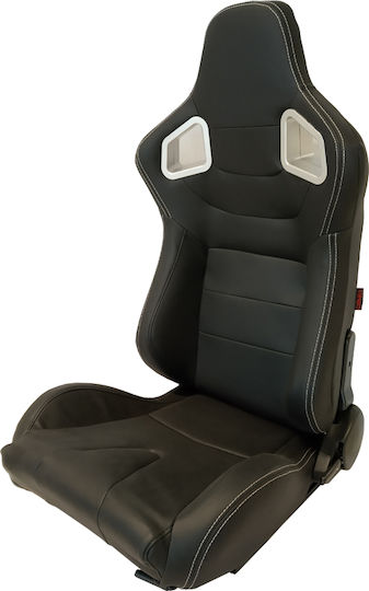 Carner RS Car Seat Set Bucket Καθίσματα Bucket από Δερματίνη Μαύρο με Άσπρες Ραφές Σετ 2τμχ Black 20647