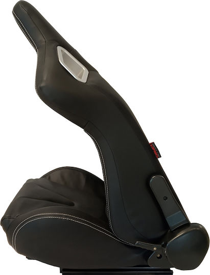 Carner RS Car Seat Set Bucket Καθίσματα Bucket από Δερματίνη Μαύρο με Άσπρες Ραφές Σετ 2τμχ Black 20647