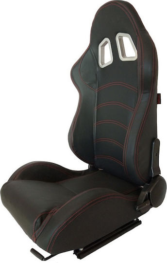 Carner Apollo Sport Set de scaune auto Scaun auto Καθίσματα Bucket από Δερματίνη Μαύρο με Κόκκινες Ραφές 2τμχ Negru 0017154