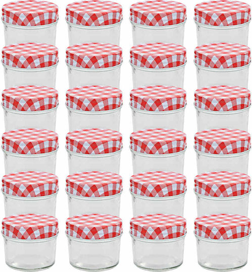 vidaXL Glass Jar with Red/White Lid 110ml 24pcs