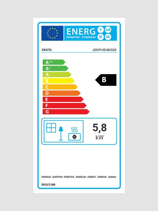 Kratki Leo P 45 68 G20 Ενεργειακό Τζάκι Αερίου 5.8kW Δεξιά Γωνία με Σταθερή Πόρτα