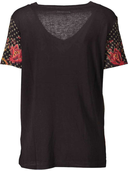 Praga Γυναικείο T-shirt Floral Μαύρο