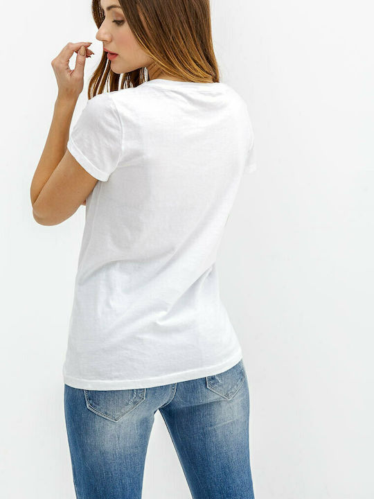 Edward Jeans 19.1.2.01.127 Damen T-shirt Weiß 19.1.2.01.003-WHITE