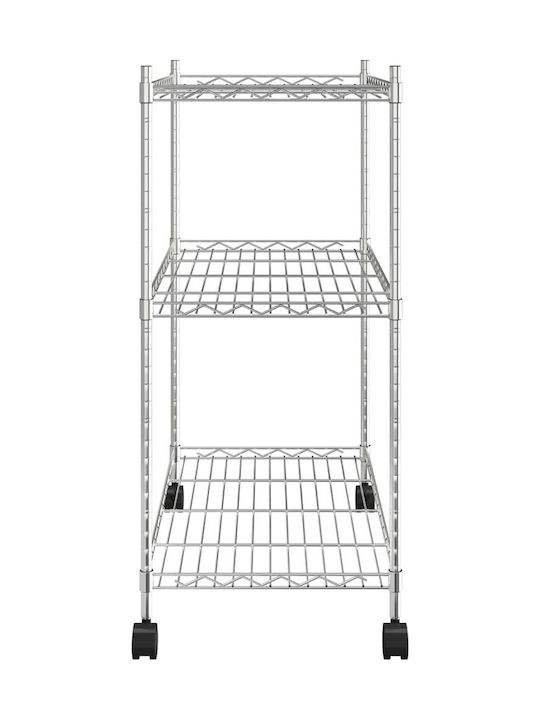 vidaXL Metallic Kitchen Trolley 3 Tiers Silver 60x35x81cm