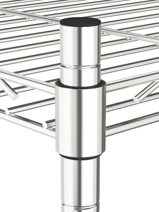 vidaXL Metallic Kitchen Trolley 3 Tiers Silver 60x35x81cm