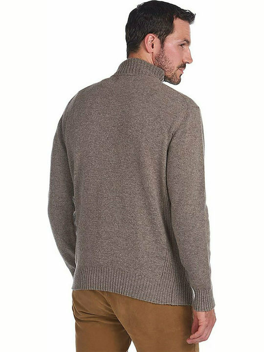 Barbour Essential Herren Langarm-Pullover Ausschnitt mit Reißverschluss Beige