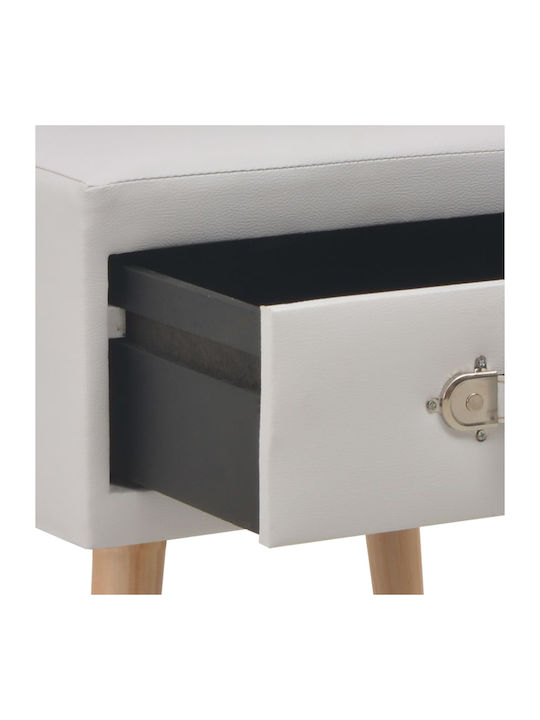 Noptiere cu Piele Ecologică Albe 2buc 40x35x40cm