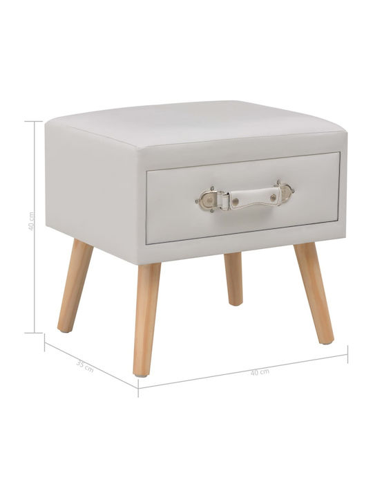 Noptiere cu Piele Ecologică Albe 2buc 40x35x40cm