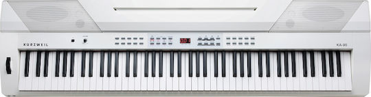 Kurzweil Electric Stage Piano KA-90 with 88 Weighted Keys Built-in Speakers and Connection with Headphones and Computer White