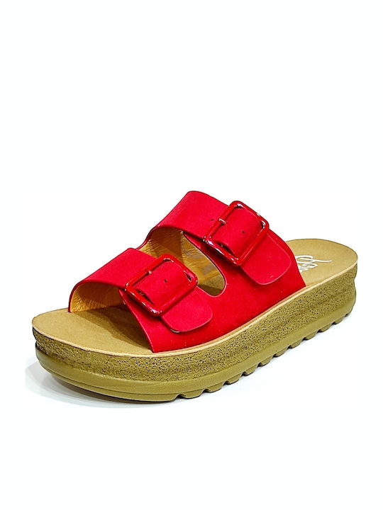 Parex Women's Flat Sandals Flatforms in Red Color