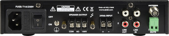 Adastra UM60 Commercial Power Amplifier 60W/100V Equipped with USB/FM/Bluetooth Black
