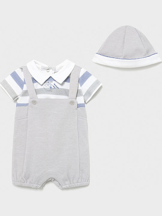 Mayoral Baby Bodysuit Set Short-Sleeved with Accessories Gray