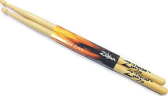 Zildjian Hickory Bețe Tobe Series 5B cu Vârf de Formă Picătură