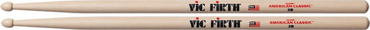 Vic Firth Hickory Drumsticks Drums American Classic 2B with Tip Shape Drop