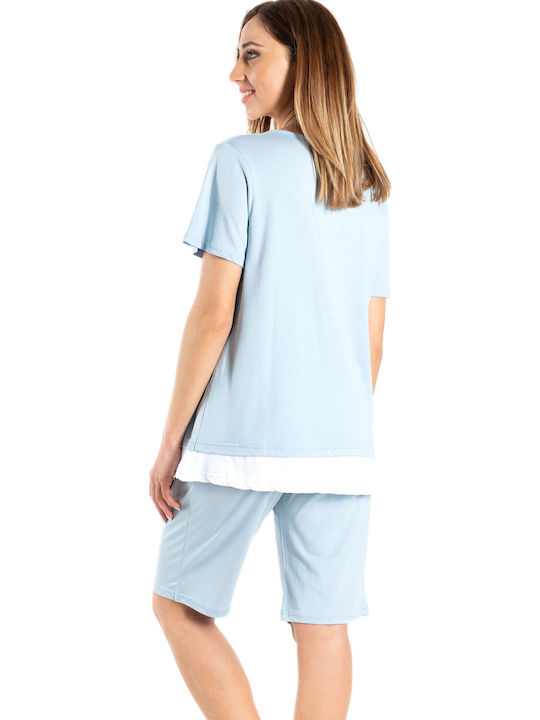 Rachel Sommer Damen Pyjama-Oberteil Hellblau