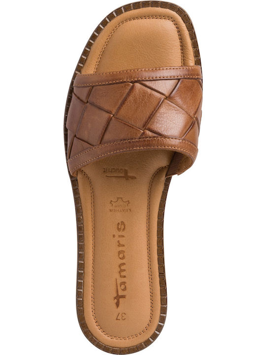 Leather Women's Flat Sandals Anatomic in Tabac Brown Color
