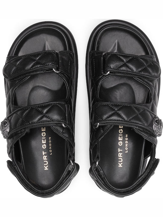 Orson Leder Flache Sandalen für Damen Flatforms in Schwarz Farbe