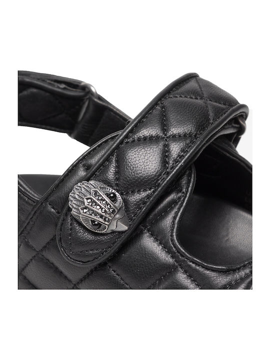 Orson Leder Flache Sandalen für Damen Flatforms in Schwarz Farbe