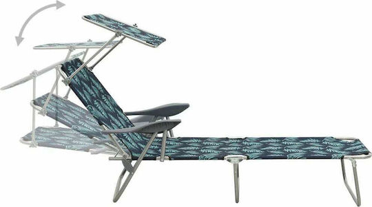 vidaXL Foldable Steel Beach Sunbed Green with Shader 188x71x27cm