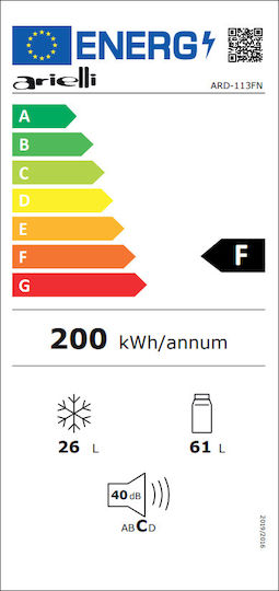 Arielli Ψυγείο Δίπορτο 87lt Υ85xΠ47xΒ50εκ. Λευκό ARD-113FN