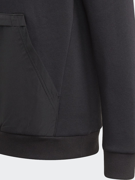 Fleece Παιδικό Φούτερ με Κουκούλα και Τσέπες Μαύρο Badge of Sport