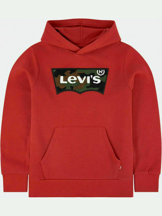 Levi's Kids Sweatshirt with Hood and Pocket Red Chenille Batwing