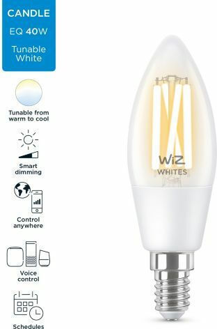 WiZ Smart Λάμπα LED 4.9W για Ντουί E14 και Σχήμα C35 Ρυθμιζόμενο Λευκό 470lm Dimmable