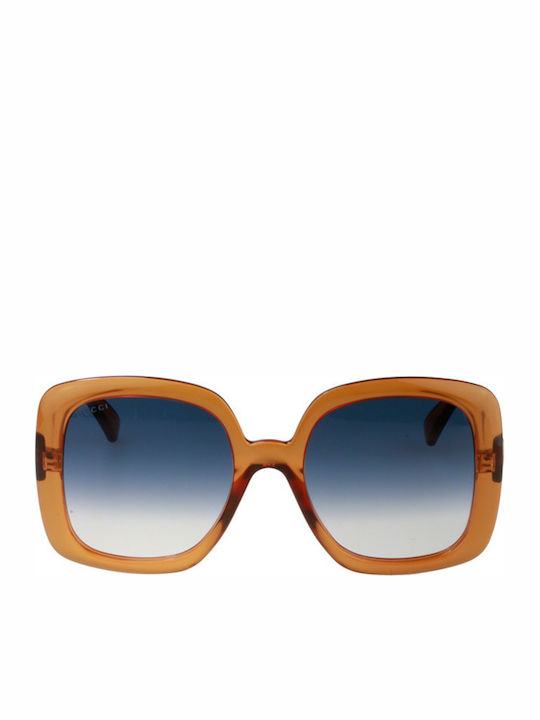 Gucci Γυναικεία Γυαλιά Ηλίου με Πορτοκαλί Κοκκάλινο Σκελετό και Μπλε Ντεγκραντέ Φακό GG0713S 003